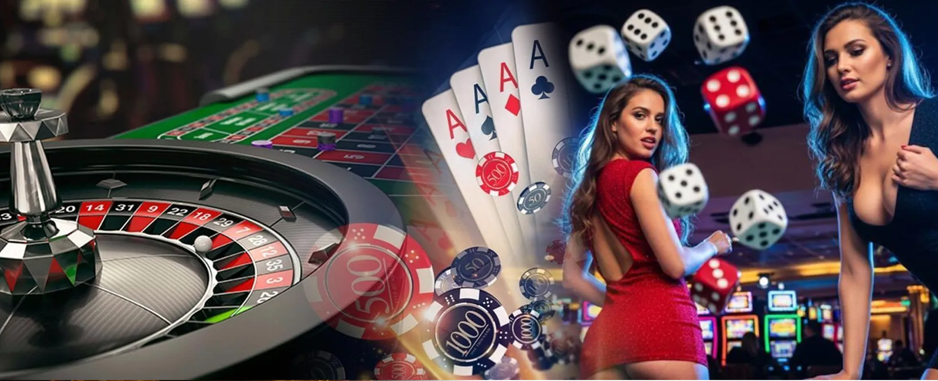 Dynamic casino background with exciting games and a winwin result